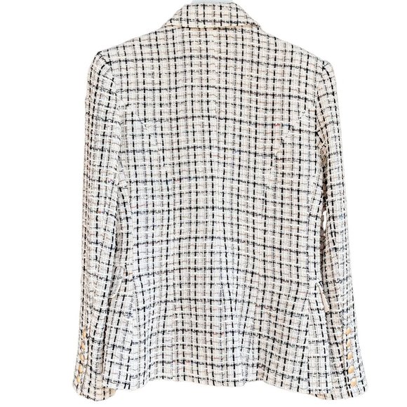 L'AGENCE Kenzie Double Breasted Tweed Blazer in Ivory Multi - Picture 7 of 12